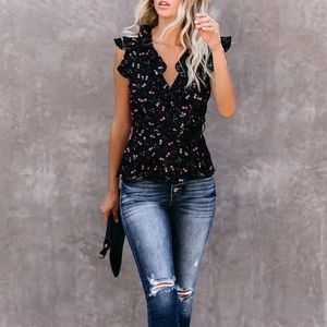 New Floral print wrap blouse. Size xSmall.